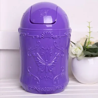 Цветная вращающаяся прозрачной дверью Настольный отходы мусор ящики в Бабочки