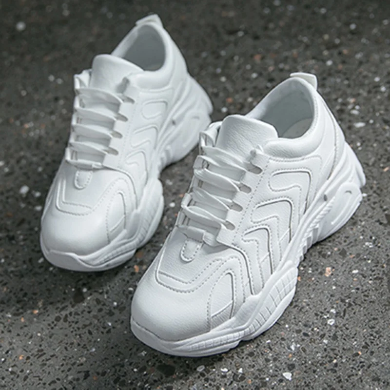 Женские кроссовки на платформе белые удобные шнуровке Tenis Feminino 2019|Женские и кеды|