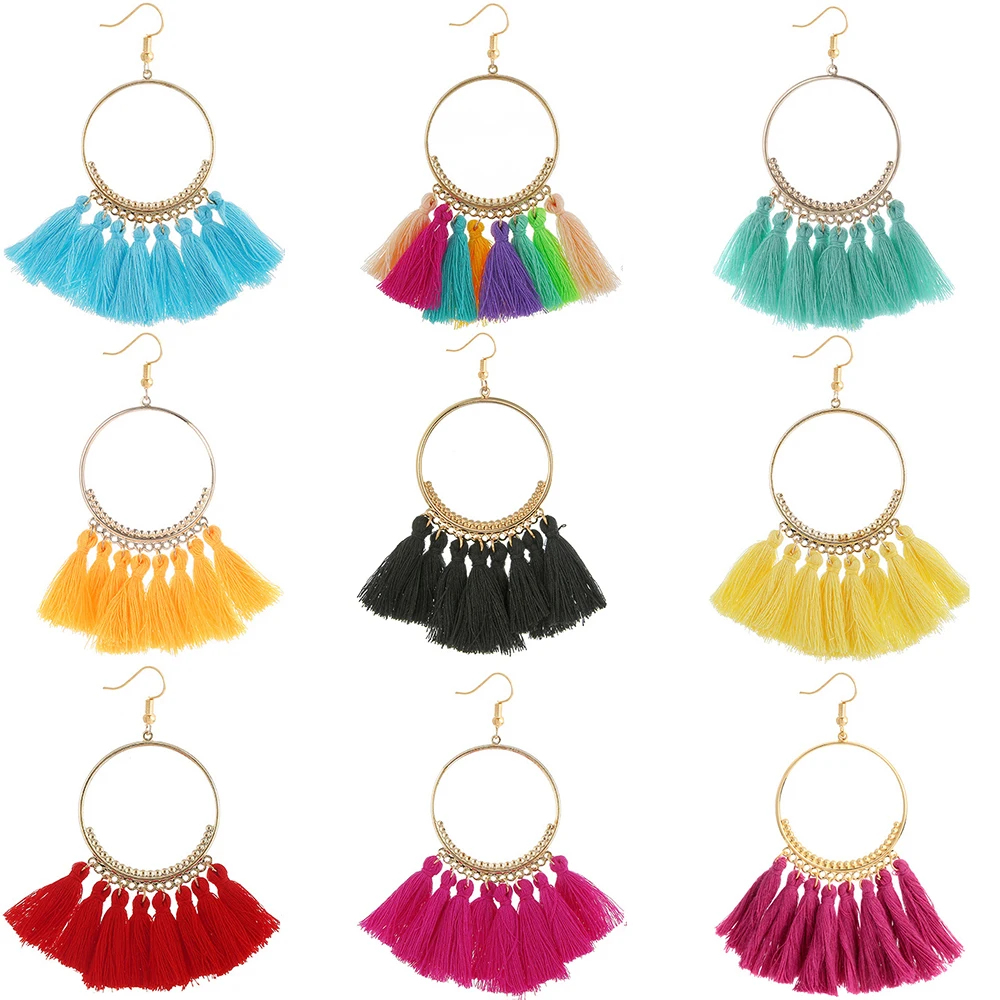 Винтажные этнические Украшенные бахромой серьги с кисточками ручной работы для