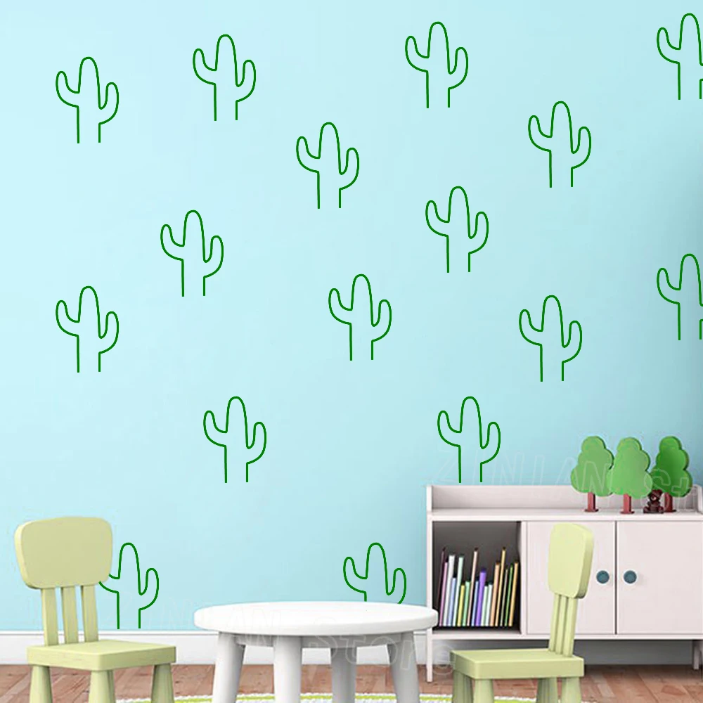 DIY Cactus Wall Decals Woodland Tribal Stickers for Kids Room Baby Nursery Decor Succulent Cacti Tattoo Z662 | Дом и сад