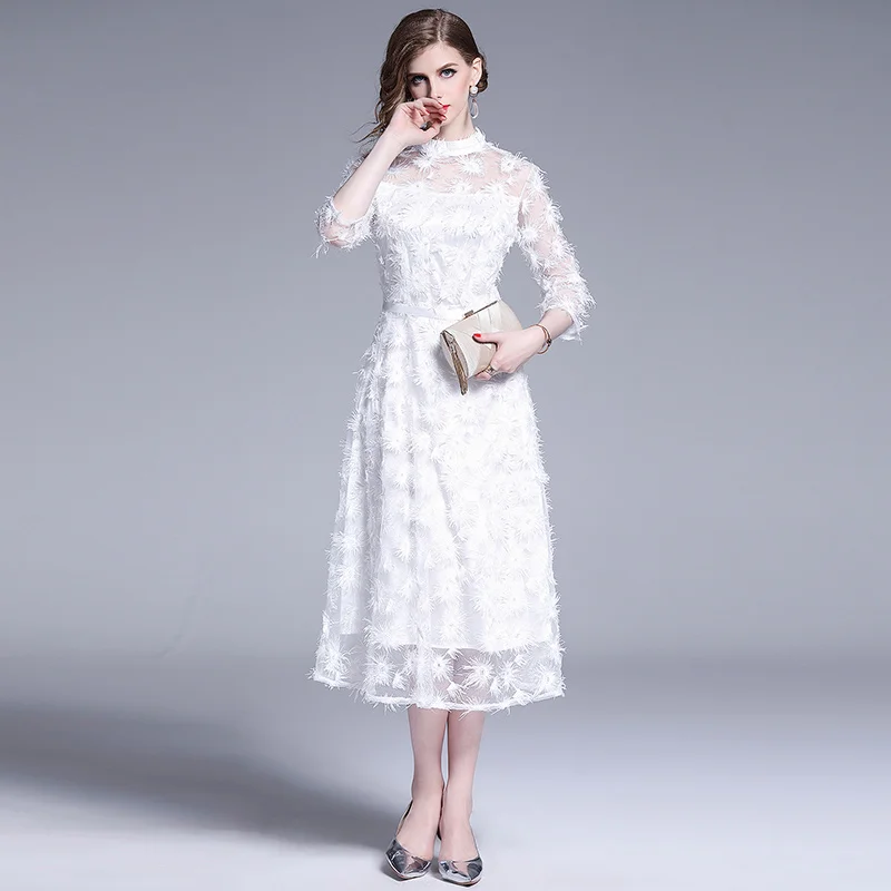 JSXDHK Новая мода женские длинные вечерние платья высокое качество белый 3D