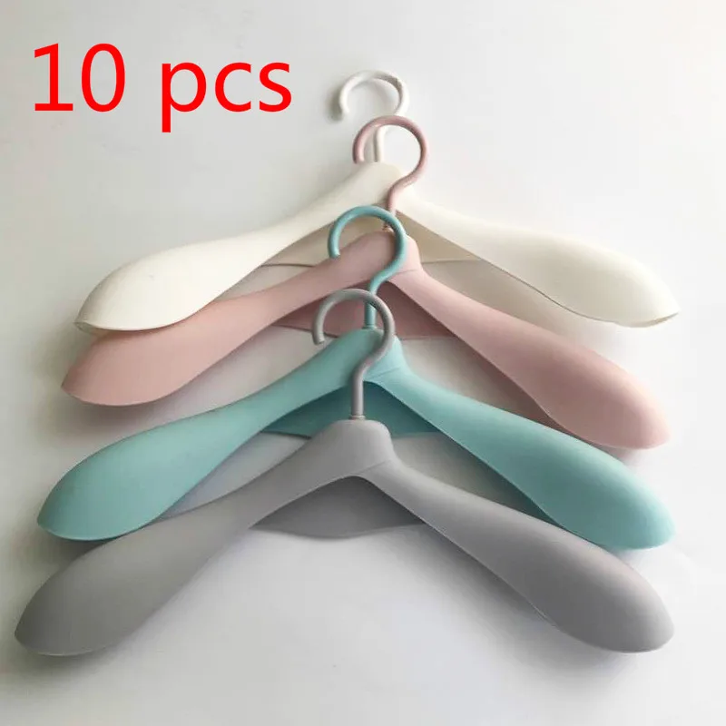 10pcs Color mixing 10 шт./лот, утолщенные широкие плечики, пластиковая вешалка для одежды, шкаф для одежды, пластиковый шарф, вешалки для одежды, вешалки для хранения - Цвет: 10pcs Color mixing