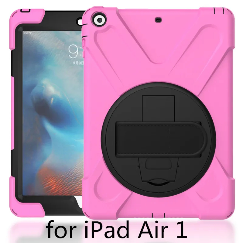 Чехол для Apple 2013 iPad Air 1: A1474'A1475'A1476. YCJOYZW-детский безопасный противоударный защитный мягкий силиконовый+ жесткий чехол - Цвет: Pink-haidao-5