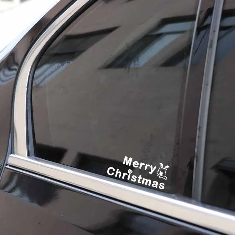 

YJZT 17.7CM*7.4CM Merry Christmas Car Sticker Vinyl Decal Blessing Decoration Black/Silver C23-0291