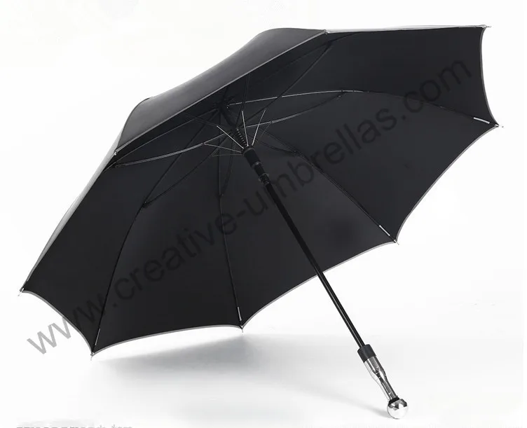 Self-defense unbreakable golf umbrella,carbon fiberglass shaft and ribs,210T Taiwan Formosa pongee black coating 5times,Anti-UV