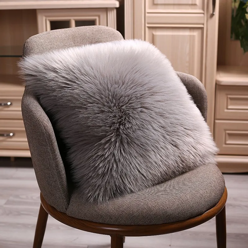 

40/45/50cm High Quality European Plush Pillow Case Wool Cushion Cover Faux Fur Sofa Bed Pillowcase Cover Christmas Pillow Cover