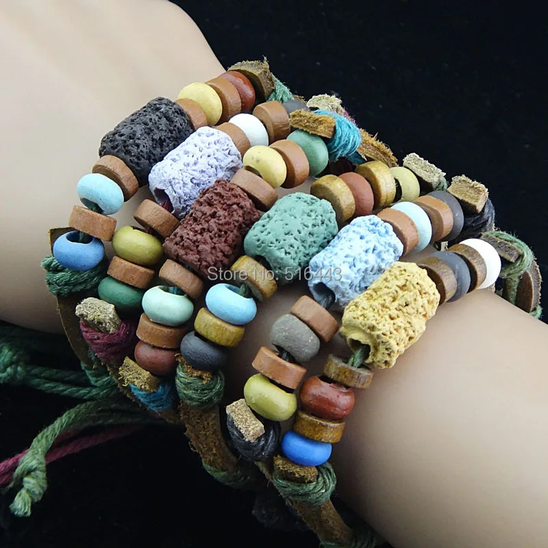 Горячая продажа 2014 Новый стиль Прохладный 6 шт Кожа пеньковая древесина Лава Рок