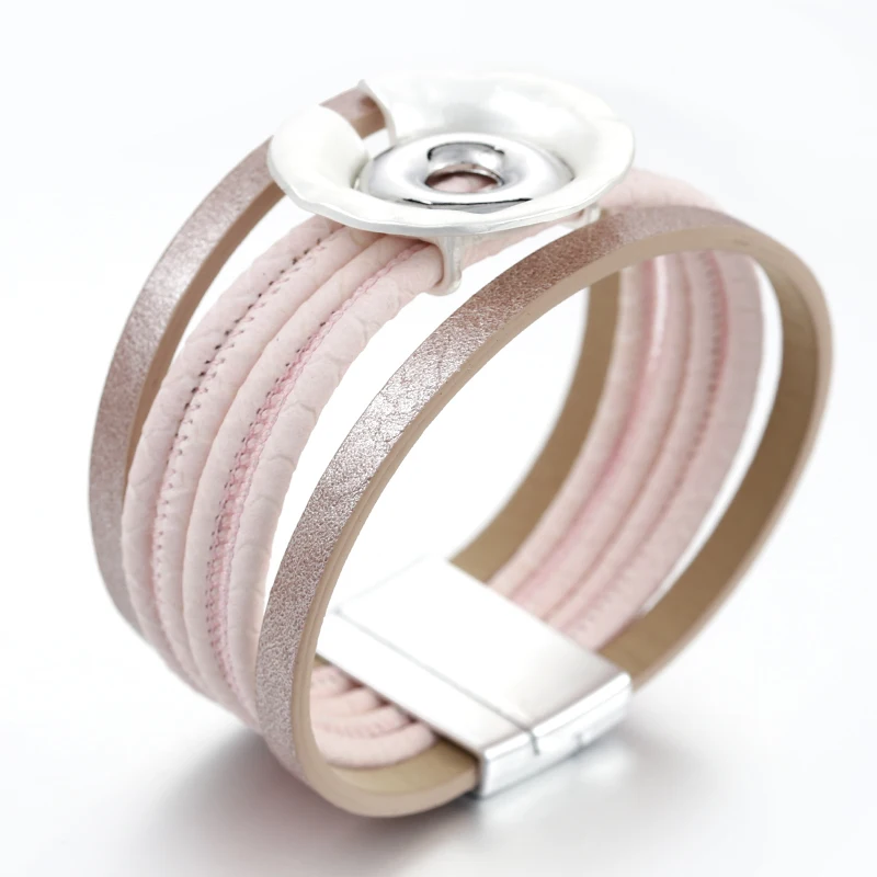 Розовый тонкий кожаный браслет ALLYES модный круглый металлический Шарм