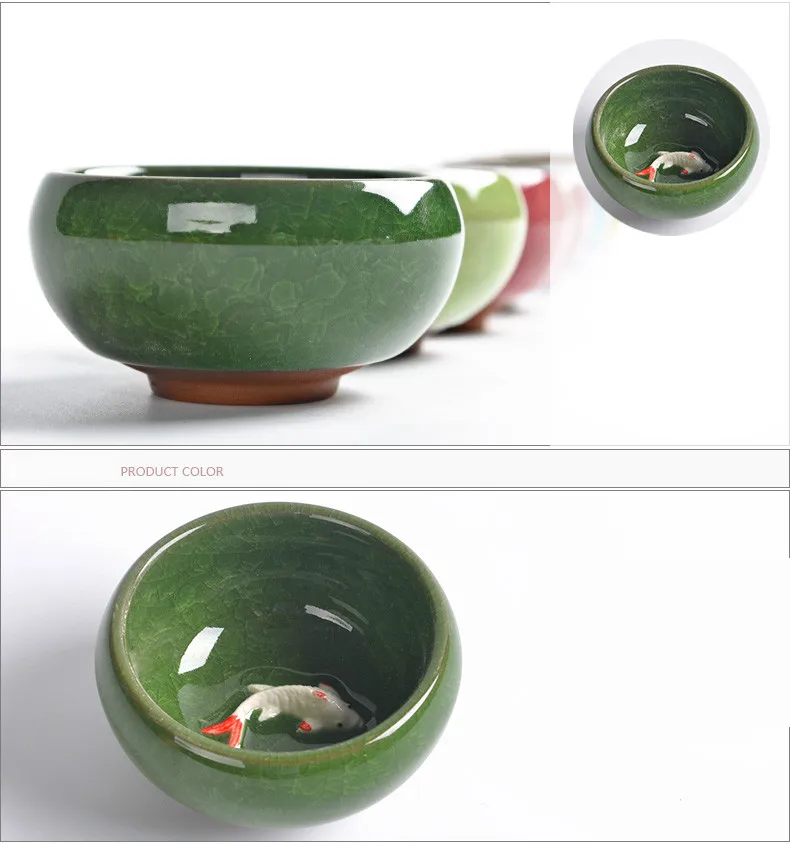 Льда трещины эмалированной 3D Карп керамический чайный набор кунг-фу красочных