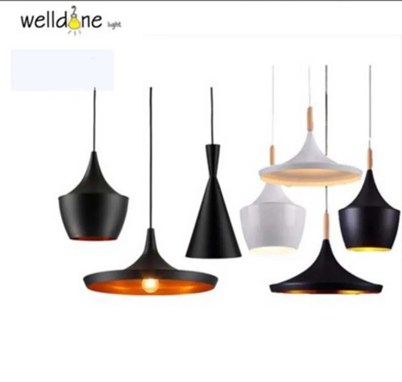 Британский дизайн черный белый медный абажур высокий толстый широкий подвесной