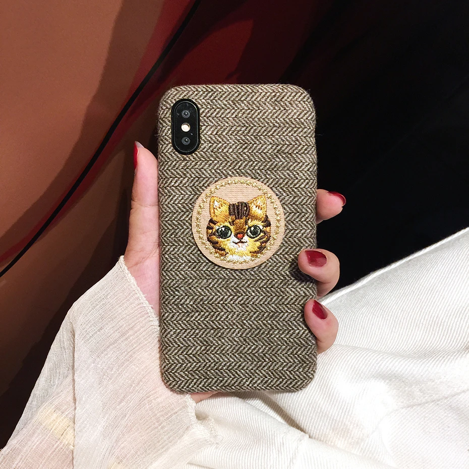 Qianliyao Милая кошка, кролик панда чехол для телефона для iphone X XS Max XR 7 8 6 6S Plus 11 Pro Max чехол s круглая заплатка Ткань задняя крышка
