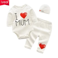 iyeal newborn baby boys clothes set new fashion baby girl clothing outfit cotton long sleeve romper pant hat 3pcsset
