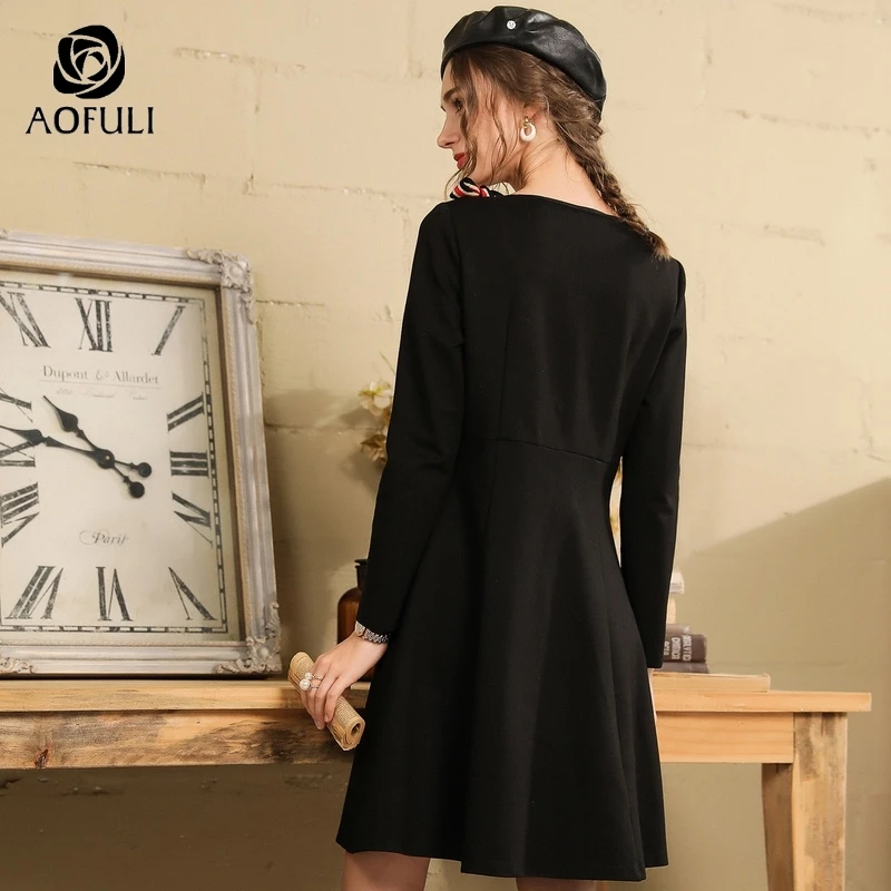 M/L/XL/5XL модное женское платье с вышивкой черное в полоску галстуком-бабочкой