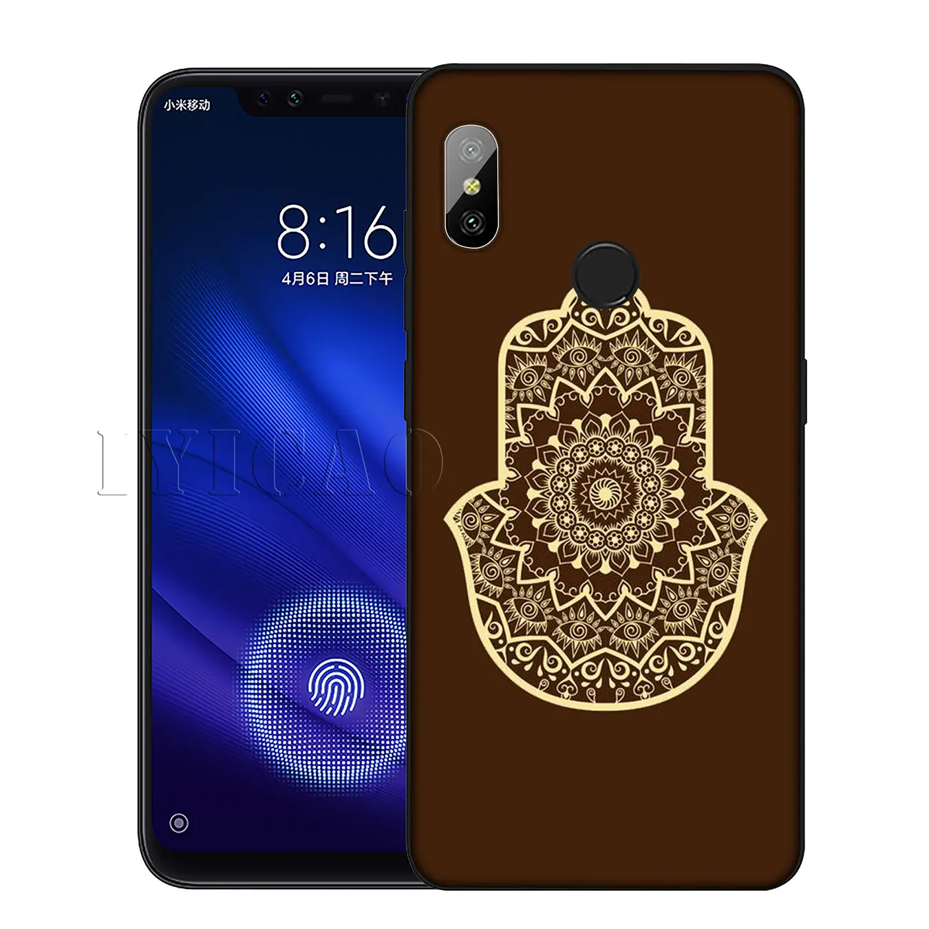 Блестящий силиконовый мягкий чехол IYICAO Hamsa для Xiaomi Redmi 6A 5A Note 8 7 4 4X 5 Plus 6 Pro черный из