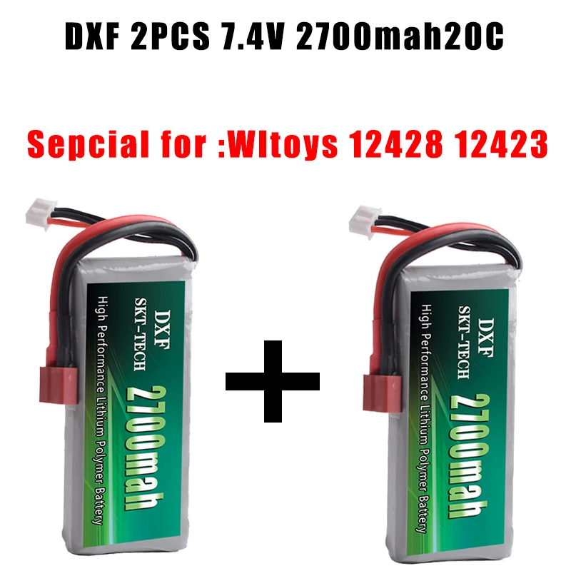 2 шт. DXF RC Lipo батарея 2s 7,4 V 2700mAh 4200mah 20C Max 40C для Wltoys 12428 feiyue 03 JJRC Q39 Запчасти для обновления