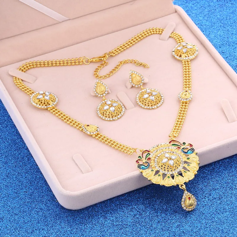 Женский комплект из колье и серёг с кристаллами | Украшения аксессуары