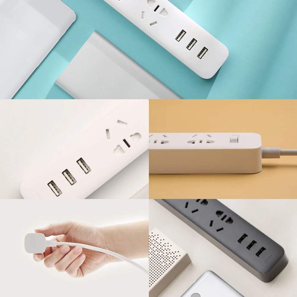 Оригинальный удлинитель питания Xiaomi с 3 USB-разъемами многофункциональный для