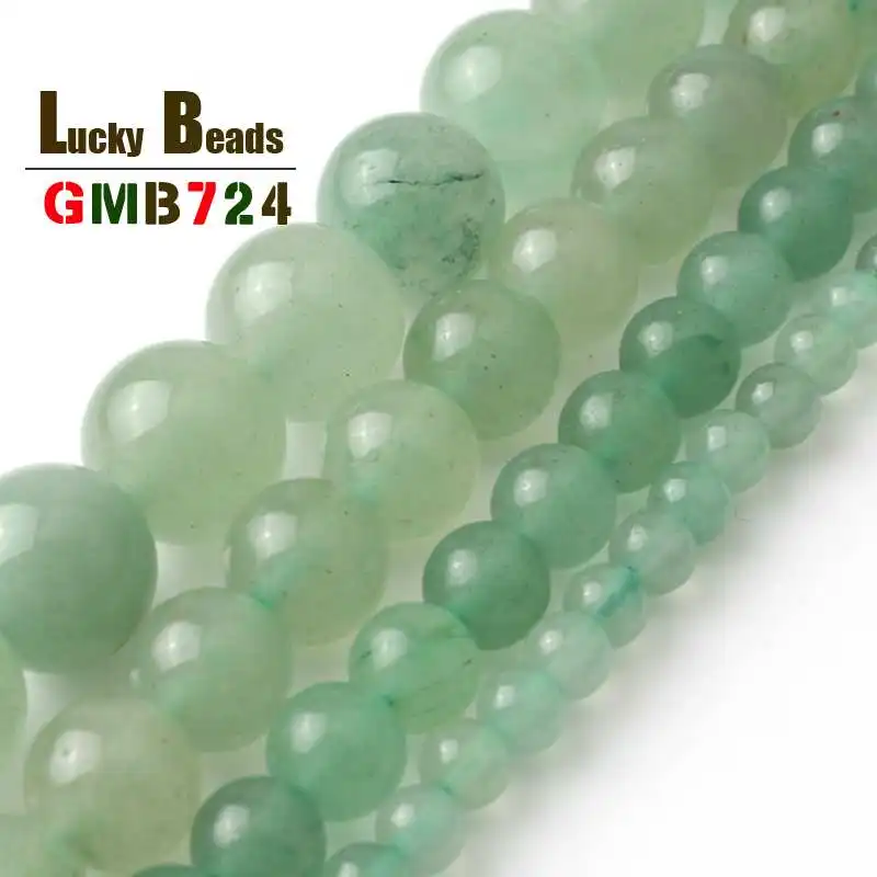

4 6 8 10 12 14mm Natural Green Aventurine Round Loose Beads For DIY Making Bracelet Necklace Jewelry Charm Accessories 15inches