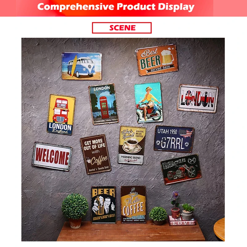 [InFour +] вкусные торты/гамбургеры винтажные металлические знаки домашний декор