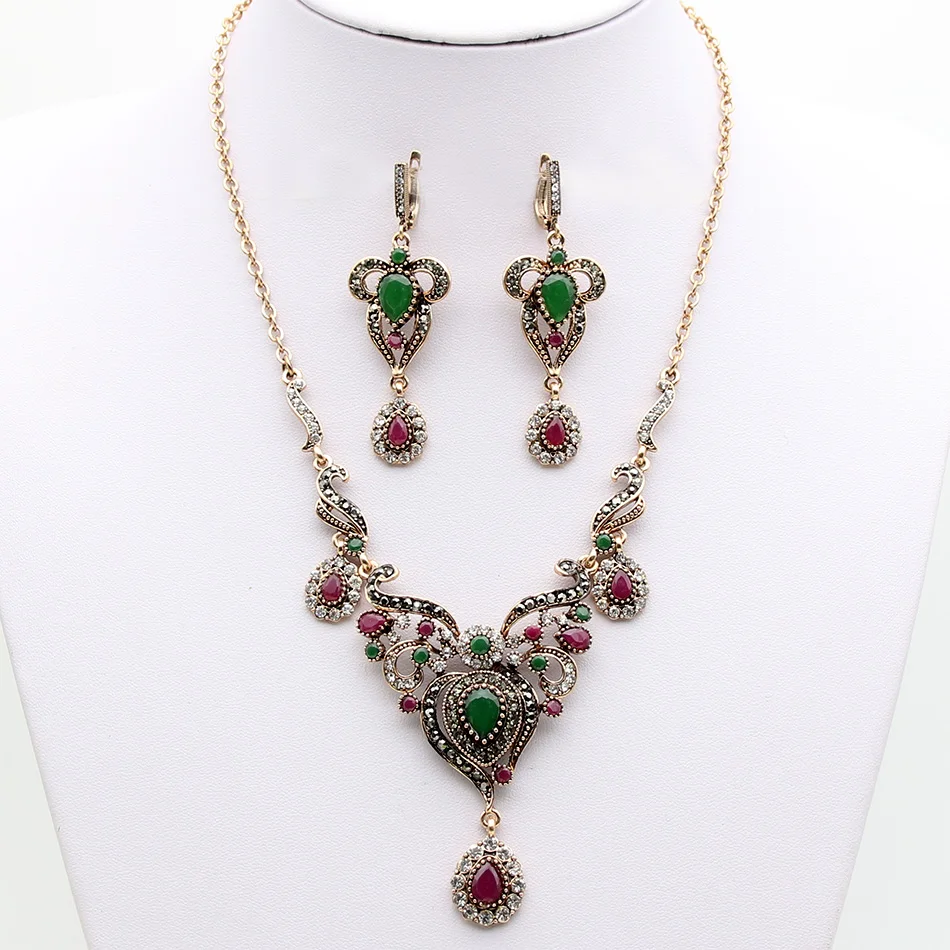 Милый Винтажный марокканский Капля воды цветок Ювелирные наборы античное