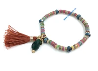 2015 new european boho jewelry suppliers handcrafted bracelet stone beads tassel charm bracelet for women girl