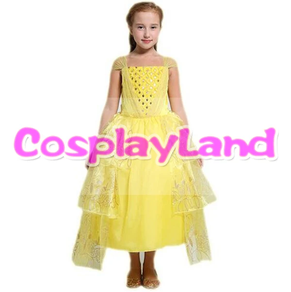 2017 новейший желтый костюм косплей платье для девочек|princess cosplay|cosplay costumebelle princess |
