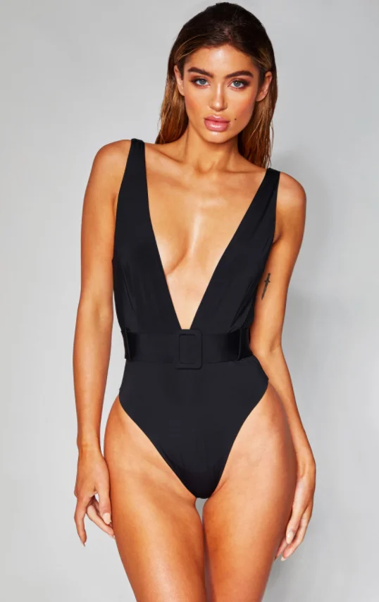 

Black White V-Neck Tank Sexy Bodycon Bandage Bodysuit Club Bodysuit