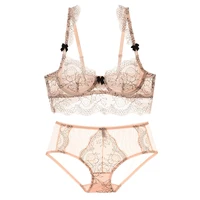 shaonvmeiwu lace sexy transparent underwear ladies bra and panties set ultra thin