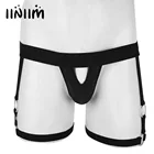 Сексуальное мужское нижнее белье, бикини, нижнее белье с подвязками для ног, уплотнительные кольца, прозрачная сумка, открытая ягодица, стринги, трусы
