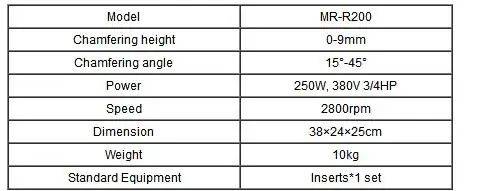 Портативный силовой фаски MR-R200 ручной силовой фаски станок 0-9 мм 15-45 градусов CE сертифицированная форма боковое фрезерование гарантия 1 год