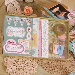 Творческий DIY скрапбук Мини альбом для подарка, 3 кольца привязки девушка/Любовь тема ДСП альбом набор для скрапбукинга - Цвет: B