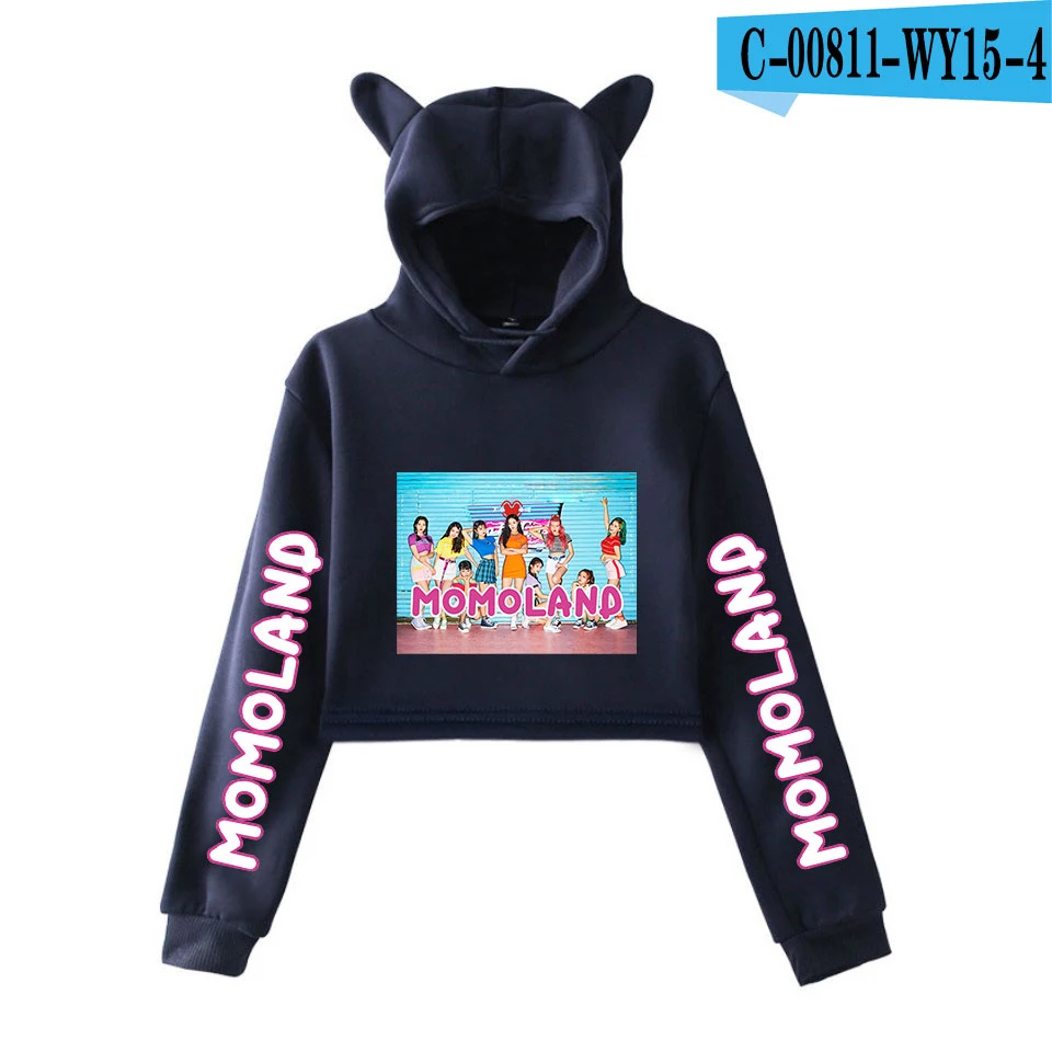 MOMOLAND модный тренд sala Cat укороченный Топ для женщин Лето толстовки Толстовка Сексуальная Горячая Kpop Harajuku больших размеров 2XL - Цвет: WY15-4
