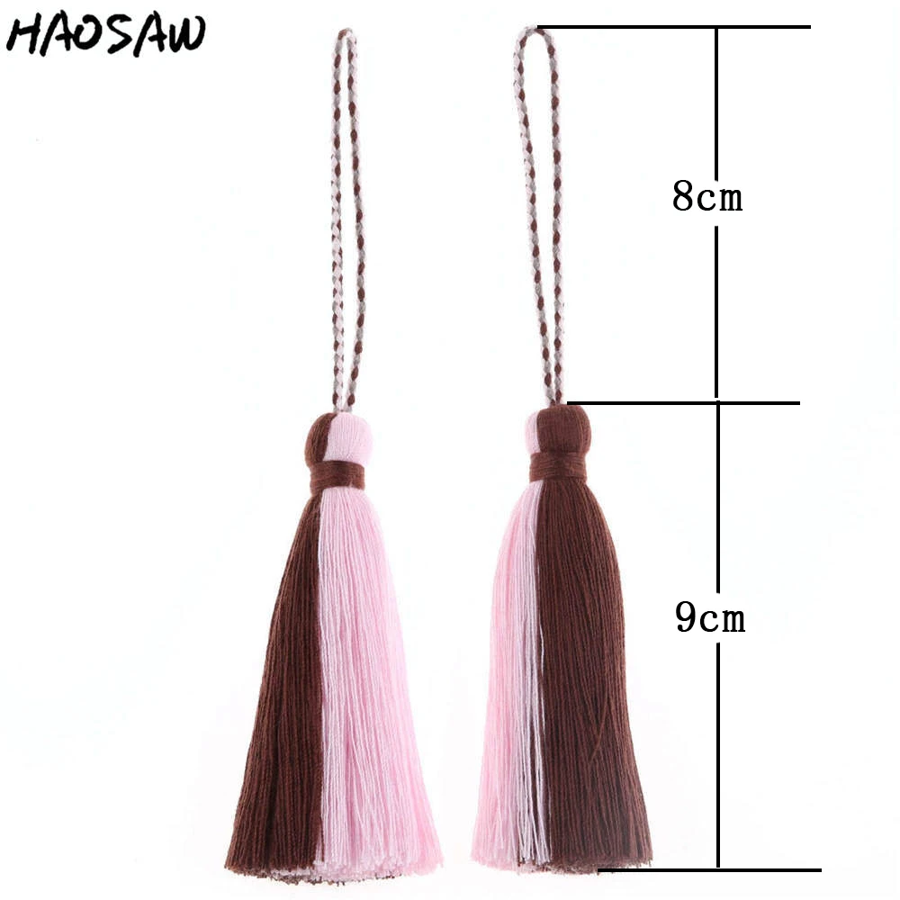 

9CM 2Pcs/Lot Large Cotton Tassels Handmade Long Line Charms Necklace Pendant High Quality For DIY Jewelry/Accessories/Components