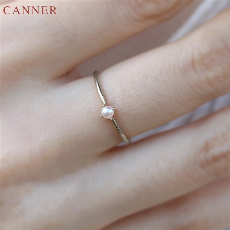 

Tiny Pearl Rings for Women Wedding Engagement Ring Gold Woman Fashion Jewelry Anniversary Gifts amillos mujer C4