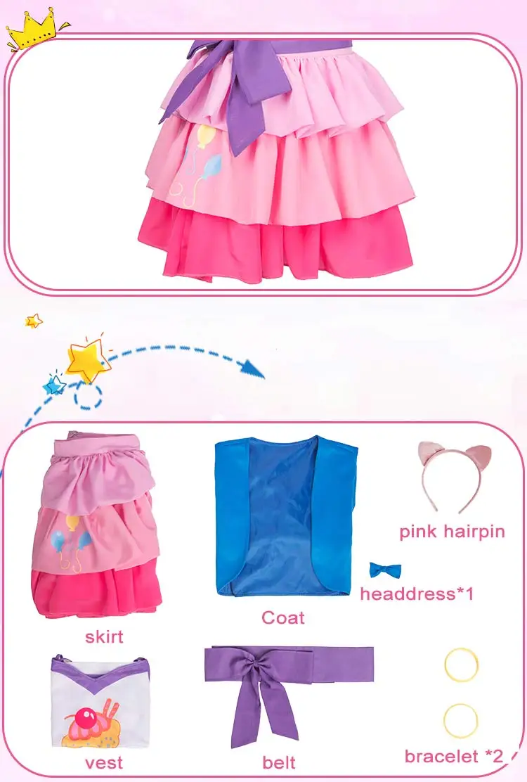 My Girls Women Little Pony Pinkie Pie Human Cosplay Costume Female Pink Halloween Carnival Costumes Custom Made images - 6