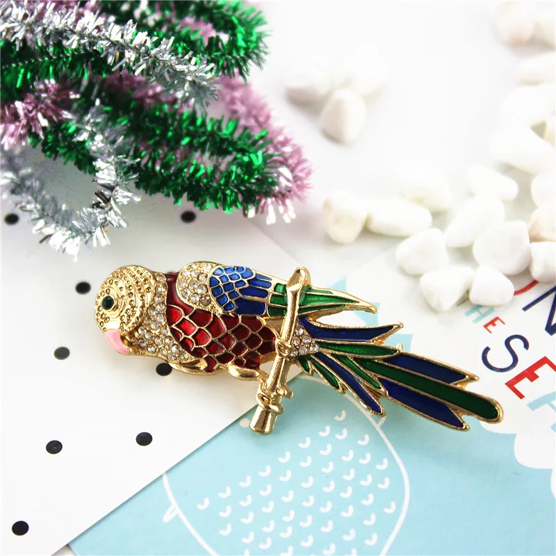 Брошь с эмалью в виде попугая и звезд|brooch retro|brooch displaybrooch unique |