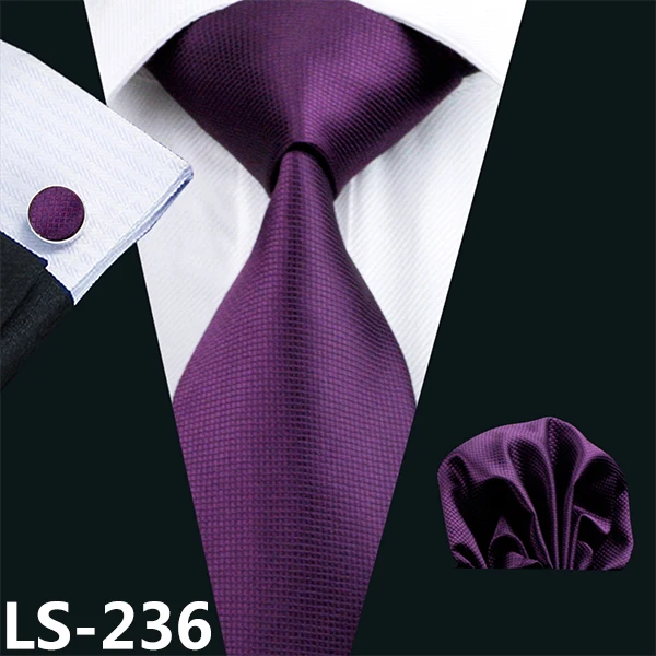 LS-236, мужской галстук, фиолетовый, однотонный, шелк, галстук, жаккардовый, плетеный платок, запонки, Barry.Wang, галстук для мужчин, вечерние, свадебные, деловые - Цвет: LS-236