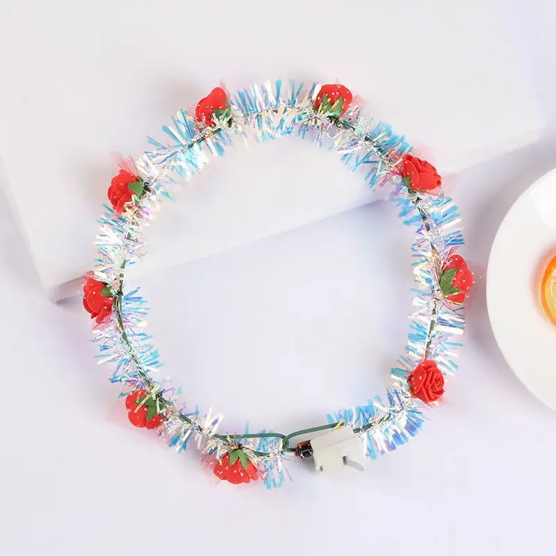 LED Light Flower Headdress Twinkle Crown Garland Wreath Headband Night Party Banquet birthday wedding|Сверкающие товары для