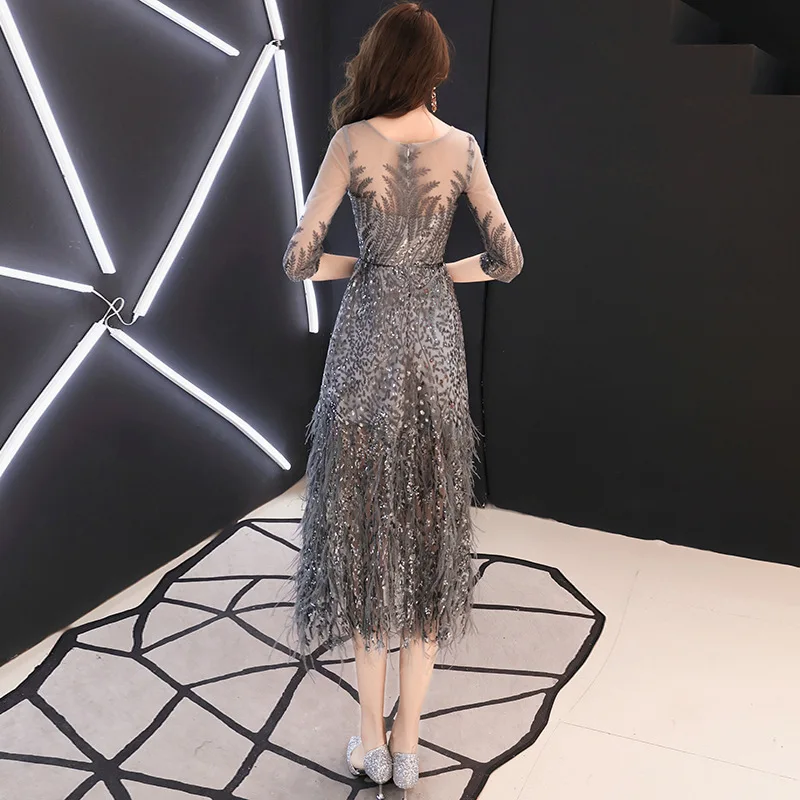 Винтажное летнее длинное платье на вечеринку для женщин с роскошной вышивкой, три четверти рукава, сексуальная бахрома в форме буквы "A", женские платья-халаты sukienki.