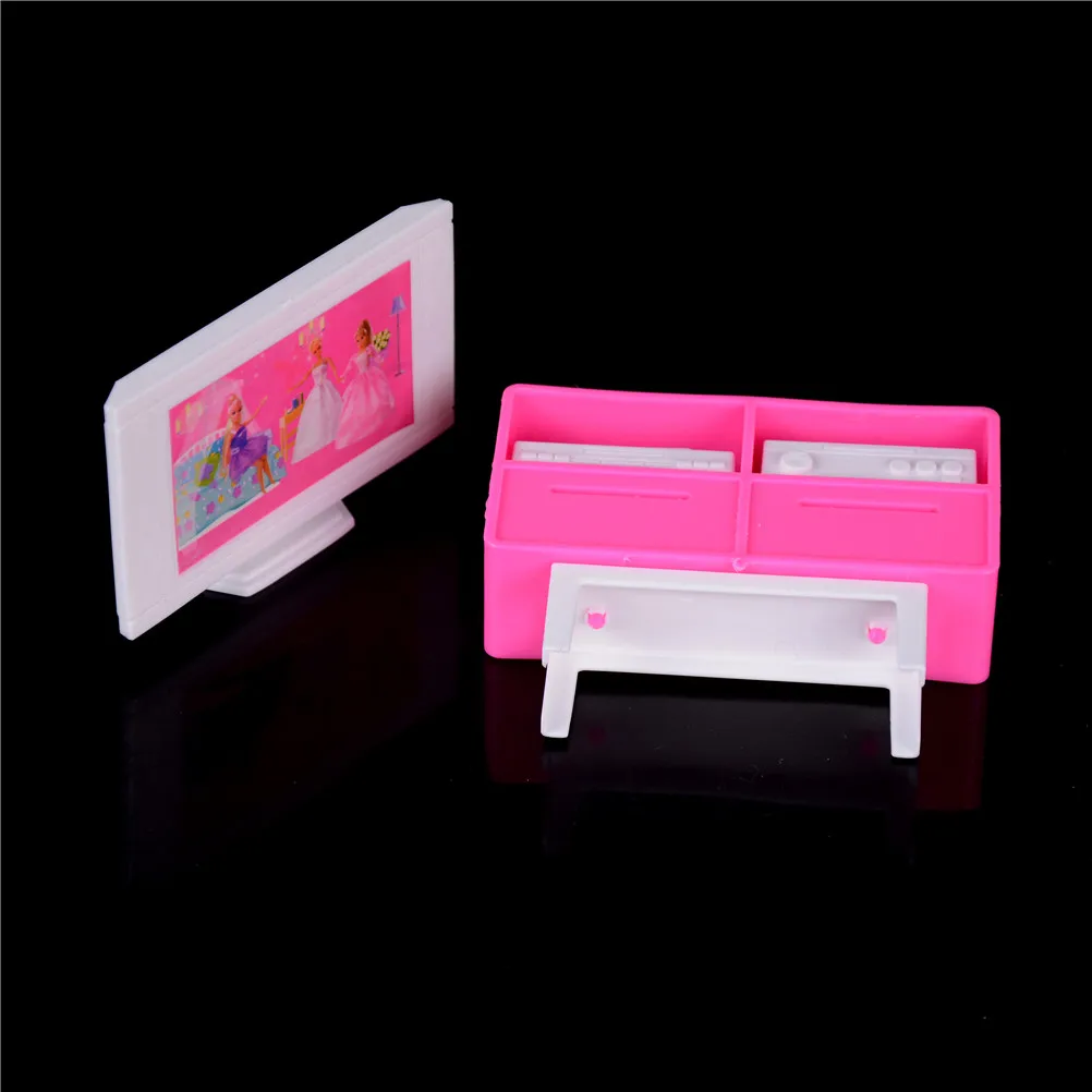 

New 1/12 Scale Plastic Miniature Dollhouse Furniture Doll Mini Furniture Toys Gift TV Cabinet DVD for Dolls Accessories