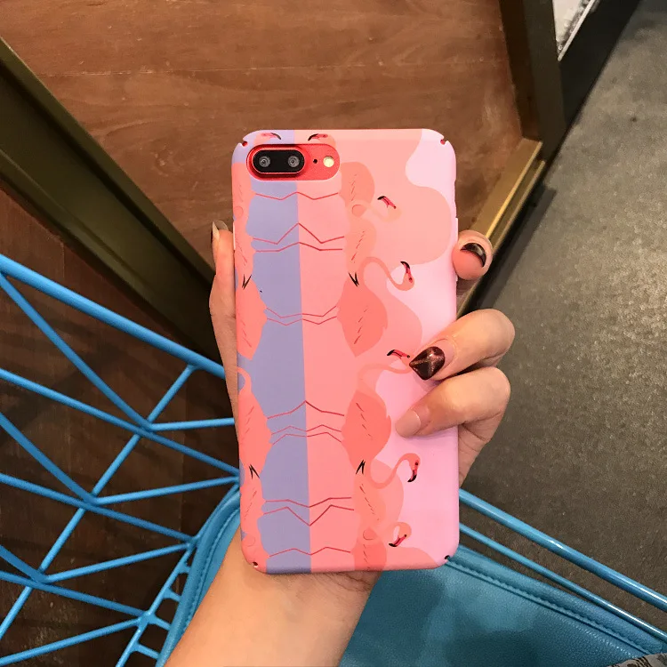 Милый розовый чехол для телефона с фламинго iphone 7 7puls 8 8puls тонкий матовый ПК