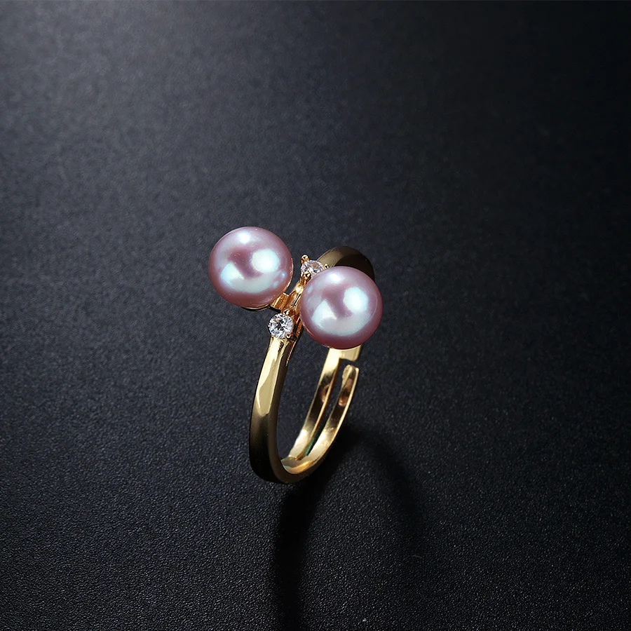 VEAMOR уникальный дизайн кольцо с двумя жемчужинами натуральный жемчуг ювелирное