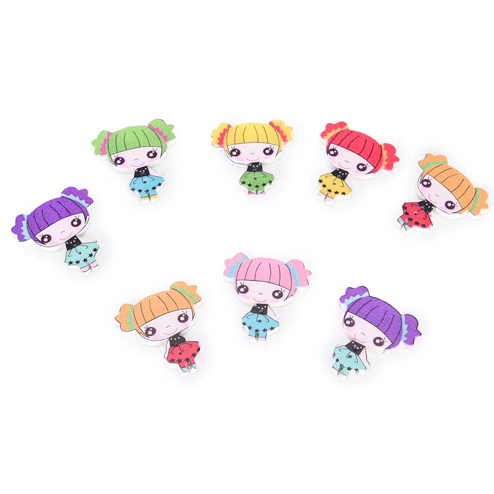 20 шт. ручная работа детские деревянные пуговицы для девочек милые смешанные