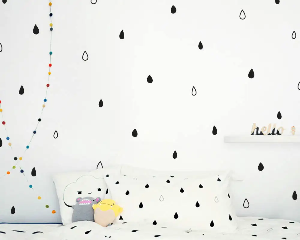 240pcs set Raindrop Nursery Decals Vinyl DIY Decor Kids Room Sticker Elegant Unique Rain Wall Stickers Bedroom Decorative LC798 | Дом и сад