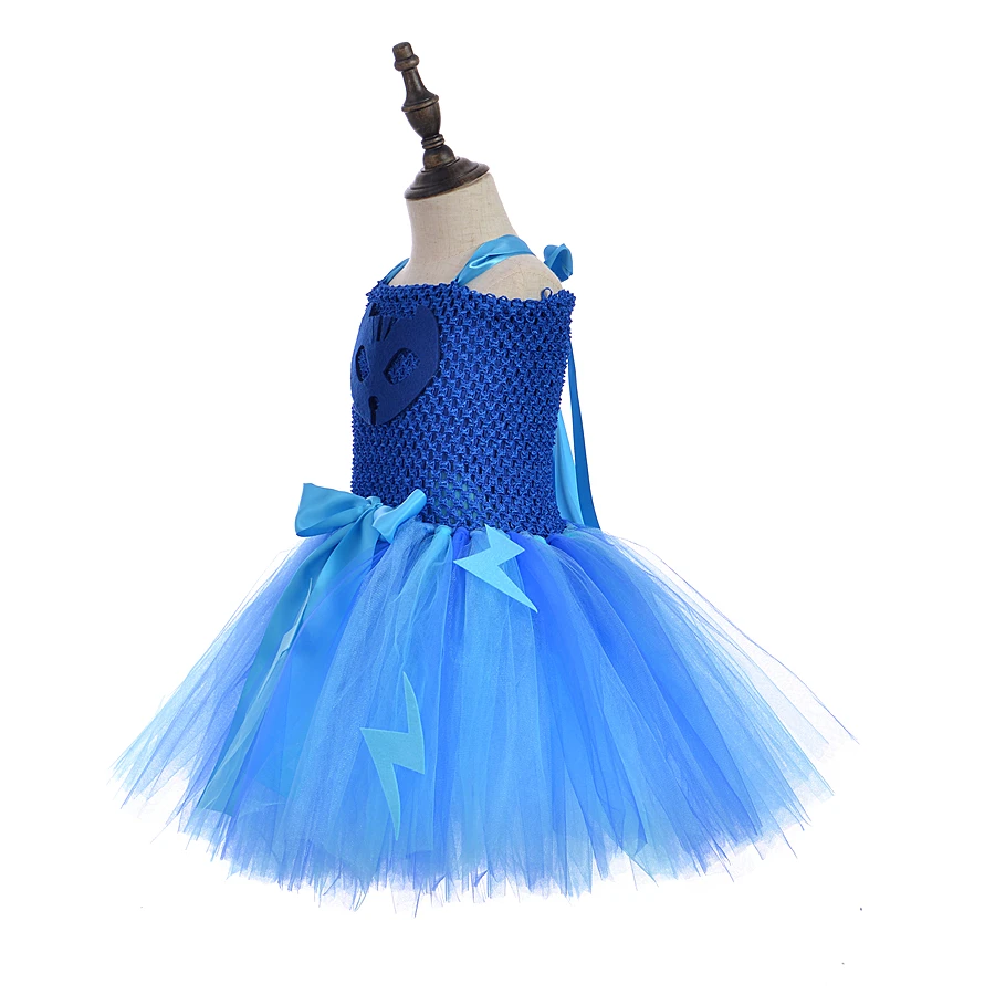 [Masked LITTLE HERO][Cat kid] Cos Girl Tutu Dress Set Hero Costume Kid Princess Fluffy Gauze Blue Birthday Party Outfit | Детская одежда