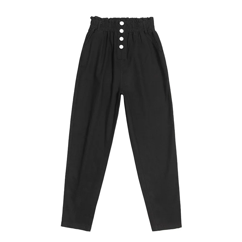 Solid High Waist Loose Women Harem Pants Fashion Button Pockets Trousers Summer Ankle-Length Harajuku Joggers | Женская одежда