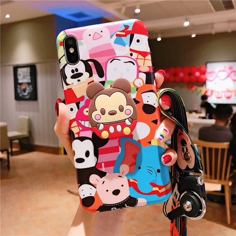 3 шт. чехол Sam S10 plus toy Zoo, мягкий чехол с милым рисунком для samsung S9 S8 note8 note 9 A8S A9S+ подставка+ ремешок