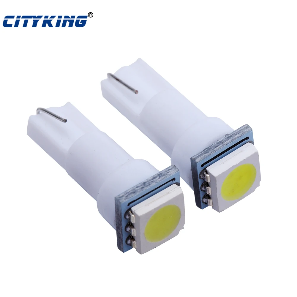 100 шт. светодиодные лампы T5 5050 1SMD t5 с клиновидным основанием для приборной панели