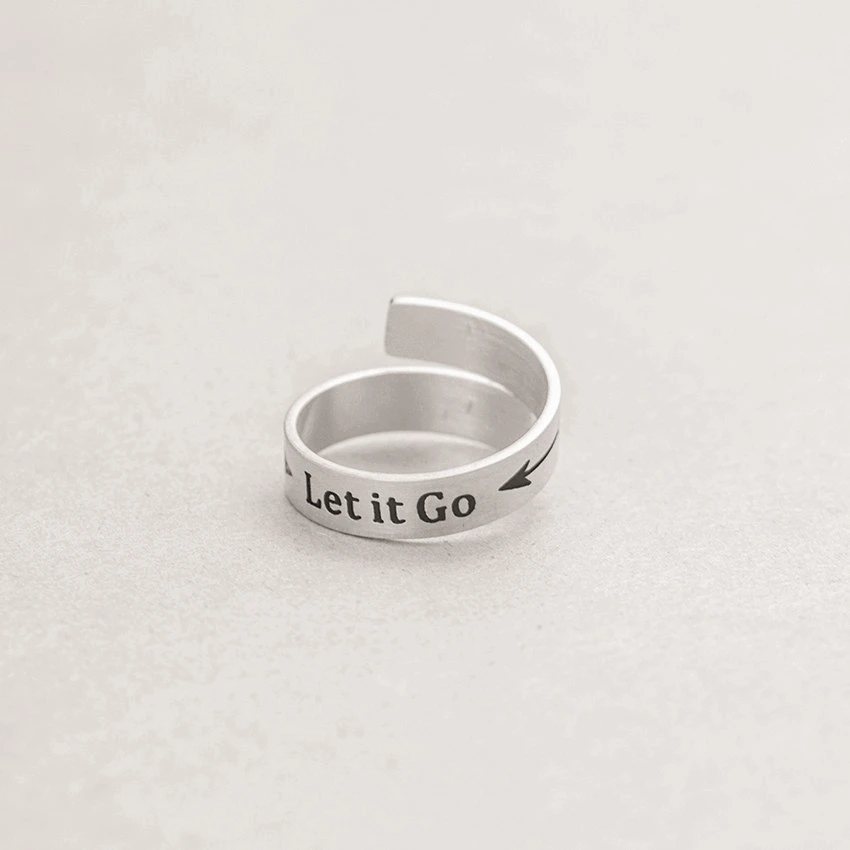 Кольца из нержавеющей стали с гравировкой Let it Go буква регулируемая спираль цвет