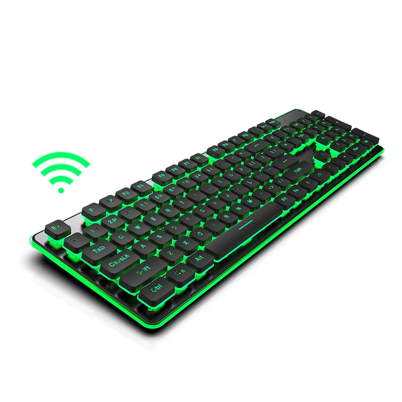 Игровой Беспроводной клавиатура 2 4G зарядный мини с подсветкой черный/белый для